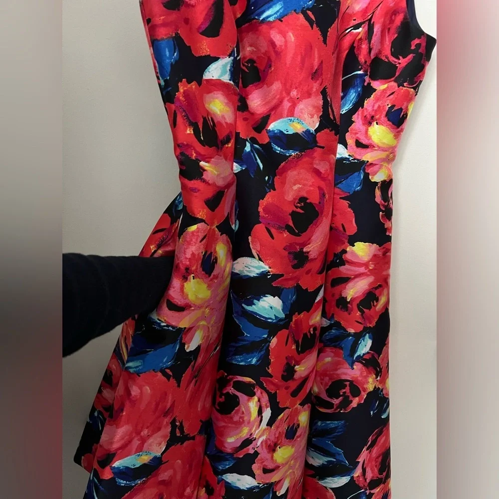 Adrianna Papell Printed Mikado Fit & Flare Dress Size 4 - Picture 4 of 9